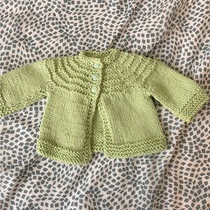 Hand Knit Green Baby Cardigan Sweater